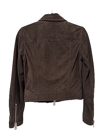 ALLSAINTS Ortom Dark Brown Suede Leather Jacket (view 2)