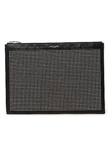 Saint Laurent Studded Leather Clutch (view 1)