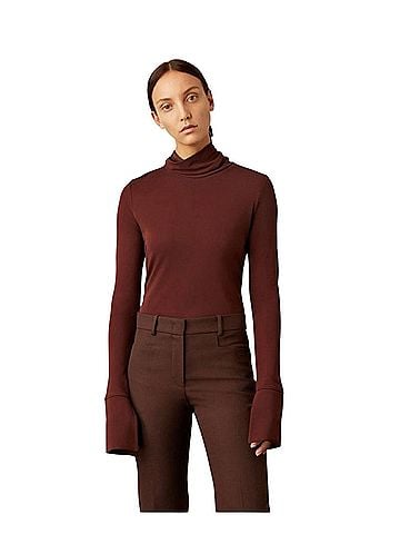 Joseph High Neck Crepe Jersey Turtleneck Top Long Sleeve Turtleneck (view 2)
