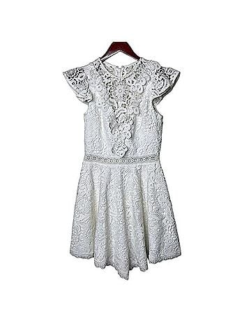 AMUR Crochet Lace Flutter Sleeve Casual Dress (view 1)