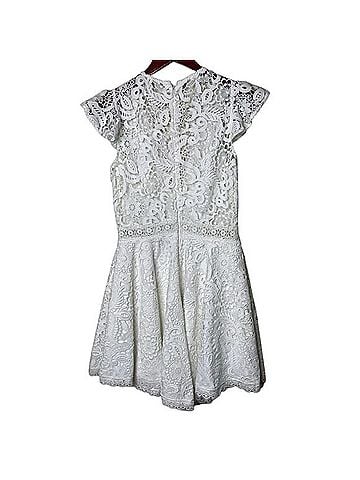 AMUR Crochet Lace Flutter Sleeve Casual Dress (view 2)