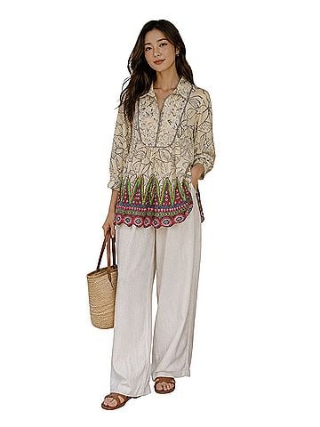 MULTIPLES Tunic Blouse Long Sleeve Blouse (view 1)