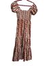 OPT 100% Polyester Paisley Floral Brown Ivory Casual Dress Size L - photo 1