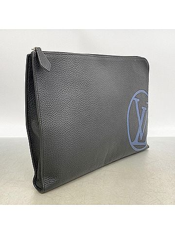Louis Vuitton Louis Vuitton Clutch Bag, Taurillon Leather, Pochette Jour GMNM M67763, Noir (Black), LV Circle Men's (view 2)