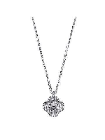 Van Cleef & Arpels Van Cleef &amp; Arpels Sweet Alhambra Necklace for Women, Brand Name, 750WG White Gold, Diamond, Gold Jewelry (view 2)