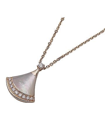 Bvlgari BVLGARI necklace for women, brand name, 750PG, diamond, mother-of-pearl, Diva's Dream, pink gold jewelry. (view 1)