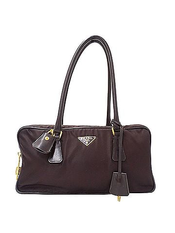 Prada Prada handbag for women, brand name, nylon, dark brown. (view 1)