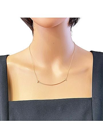 Tiffany & Co. Tiffany &amp; Co. T Smile Necklace, 18K Pink Gold, Women's. (view 2)