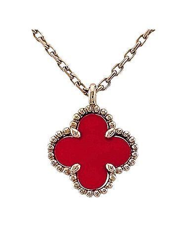 Van Cleef & Arpels Van Cleef &amp; Arpels Sweet Alhambra Necklace, 18K Pink Gold, Carnelian, Women's, Clover Design (view 1)