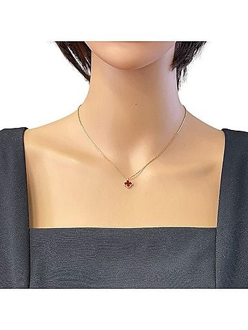 Van Cleef & Arpels Van Cleef &amp; Arpels Sweet Alhambra Necklace, 18K Pink Gold, Carnelian, Women's, Clover Design (view 2)