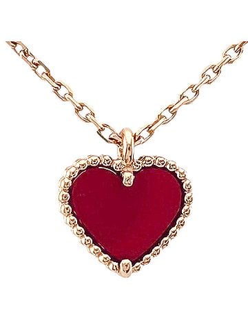 Van Cleef & Arpels Van Cleef &amp; Arpels Sweet Alhambra Necklace, 18K Pink Gold Carnelian Necklace for Women, Heart Design (view 1)