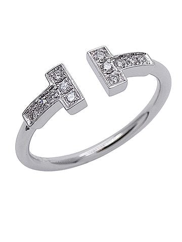 Tiffany & Co. Tiffany &amp; Co. Women's Ring, Brand Name 750WG Diamond T-Wire White Gold, Approx. 1cm, Jewelry (view 1)