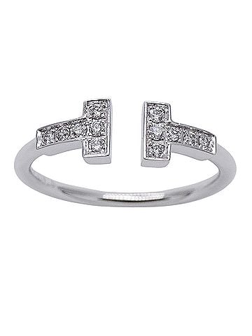 Tiffany & Co. Tiffany &amp; Co. Women's Ring, Brand Name 750WG Diamond T-Wire White Gold, Approx. 1cm, Jewelry (view 2)