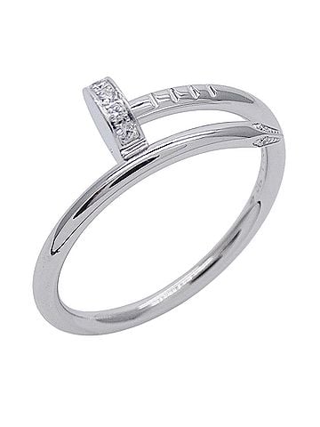 Cartier Cartier ring for women and men, brand name ring, 750WG diamond, Juste un Clou small white gold, size #53 (approx. 1 inch), jewelry. (view 1)