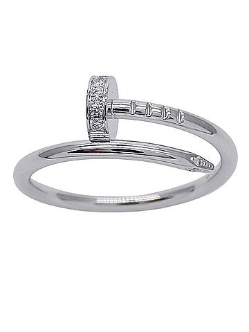 Cartier Cartier ring for women and men, brand name ring, 750WG diamond, Juste un Clou small white gold, size #53 (approx. 1 inch), jewelry. (view 2)