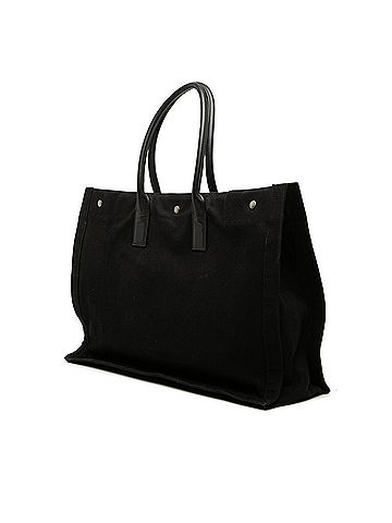 Saint Laurent Saint Laurent Rive Gauche Tote Bag Handbag 509415 Black Canvas Leather Women's SAINT LAURENT (view 2)