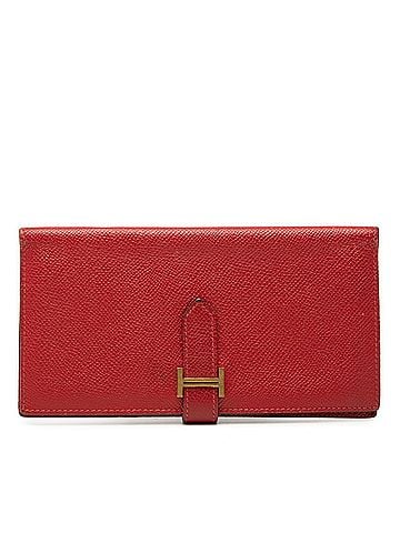 Hermès Hermes Bearn Soufflé Long Wallet ?P 2012 Red Gold Hardware Veau Epsom Leather Women's HERMES (view 1)