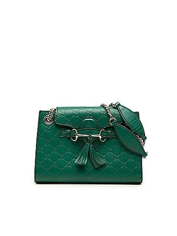 Gucci Gucci Guccissima Emily Tassel Charm Chain Shoulder Bag 369621 Green Leather Women's GUCCI (view 1)
