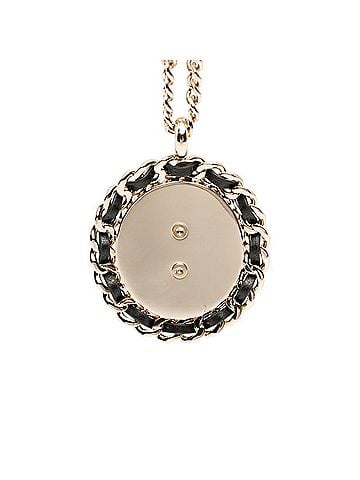 Chanel Chanel Coco Mark Chain Necklace B25P Gold Blue Black Plated Leather Denim Women's CHANEL (view 2)