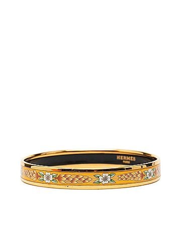 Hermès Hermes Enamel PM Cloisonné Flower Bangle Gold Plated GP Women's HERMES (view 2)