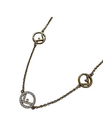 Fendi Fendi necklace for women, GP Effiz gold, FF logo, with rhinestones, comes box. (view 1)