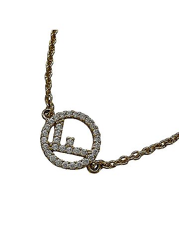 Fendi Fendi necklace for women, GP Effiz gold, FF logo, with rhinestones, comes box. (view 2)