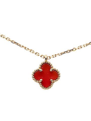 Van Cleef & Arpels Van Cleef &amp; Arpels Sweet Alhambra Pendant Necklace VCARN59M00 18KPG Pink Gold 750 Carnelian Women's (view 1)
