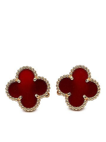 Van Cleef & Arpels Van Cleef &amp; Arpels Vintage Alhambra Earrings VCARD40400 18KYG Yellow Gold 750 Carnelian Women's (view 1)