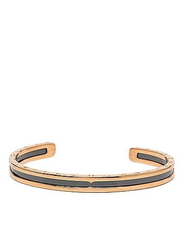 Bvlgari Bulgari 18KPG Pink Gold 750 Black Ceramic B-zero1 Open Bangle Bracelet, Size SM, Women's BVLGARI (view 1)