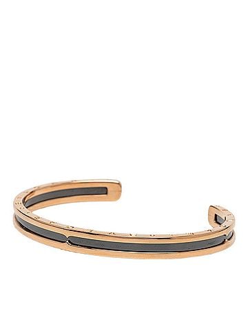 Bvlgari Bulgari 18KPG Pink Gold 750 Black Ceramic B-zero1 Open Bangle Bracelet, Size SM, Women's BVLGARI (view 2)