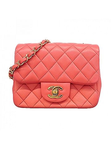 Chanel Chanel Mini Matelassé Chain Shoulder Bag, Lambskin, Pink Champagne, Women's (view 1)