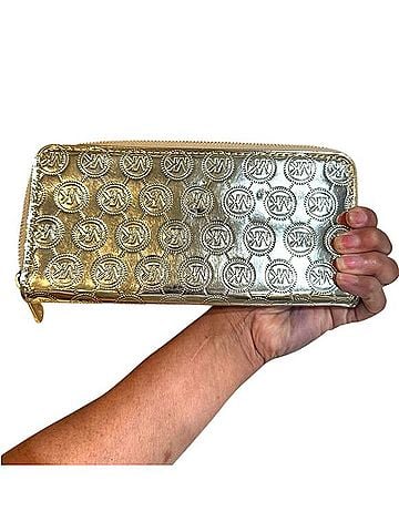 Michael Kors Monogram Gold Mirror Patent Zip-Around Wallet Wallet (view 2)