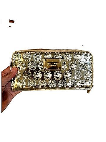 Michael Kors Monogram Gold Mirror Patent Zip-Around Wallet Wallet (view 1)