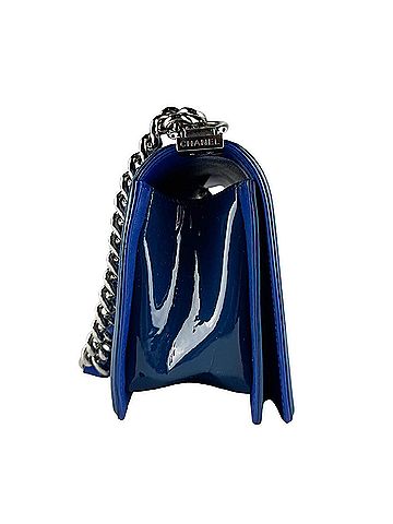 Chanel Chanel Boy Shoulder Bag, Patent Leather, Navy, Women's, z10485 (view 2)