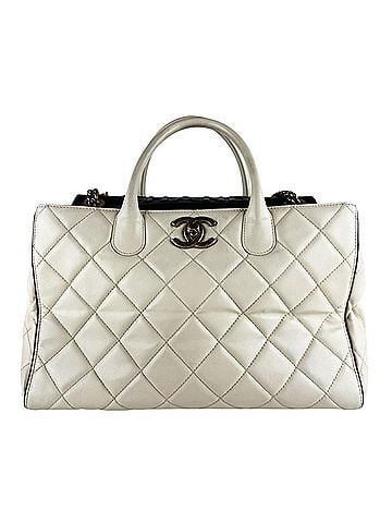 Chanel Chanel CHANEL Handbag Shoulder Bag Portobello Leather Off-White Black Gold Women's z10488 (view 1)