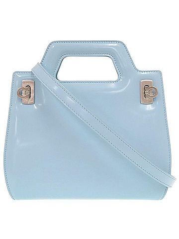 Salvatore Ferragamo Salvatore Ferragamo Wanda Mini Gancini Patent Leather Light Blue 2-Way Handbag Shoulder Bag 0299 (view 1)