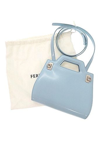 Salvatore Ferragamo Salvatore Ferragamo Wanda Mini Gancini Patent Leather Light Blue 2-Way Handbag Shoulder Bag 0299 (view 2)
