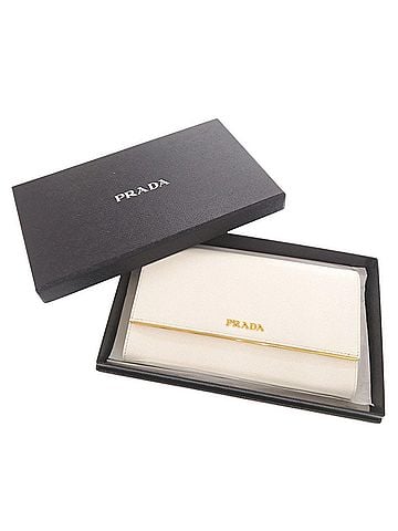 Prada Prada Saffiano Leather 1MH311 White Long Wallet Compact Clutch Bag 0199PRADA (view 2)