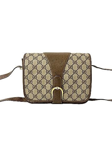 Gucci GUCCI Old Gucci GG Logo Leather Shoulder Bag Pochette Sacoche Brown 128-5 (view 1)