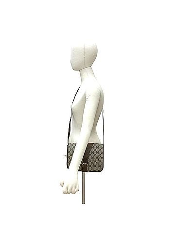 Gucci GUCCI Old Gucci GG Logo Leather Shoulder Bag Pochette Sacoche Brown 128-5 (view 2)