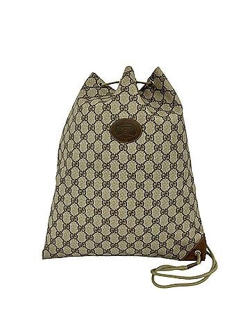Gucci GUCCI Vintage GG Logo Leather Drawstring Semi-Shoulder Bag, Brown, 98152 (view 1)
