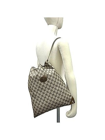 Gucci GUCCI Vintage GG Logo Leather Drawstring Semi-Shoulder Bag, Brown, 98152 (view 2)