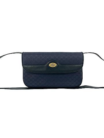 Gucci GUCCI Vintage Old Gucci Micro GG Logo Hardware Leather Shoulder Bag Pouch Sacoche Navy i20-7 (view 1)