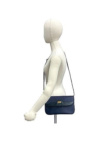 Gucci GUCCI Vintage Old Gucci Micro GG Logo Hardware Leather Shoulder Bag Pouch Sacoche Navy i20-7 (view 2)
