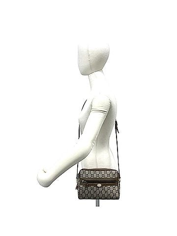 Gucci GUCCI (Old Gucci, Gucci Plus) Logo Pattern Leather Mini Shoulder Bag/Pouch, Brown, 30960 (view 2)