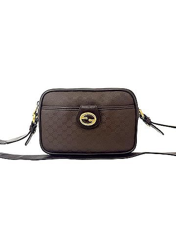 Gucci GUCCI Vintage Micro GG Logo Leather Mini Shoulder Bag/Pochette, Brown, 54068 (view 1)