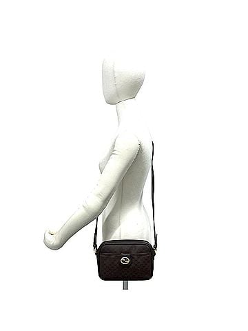 Gucci GUCCI Vintage Micro GG Logo Leather Mini Shoulder Bag/Pochette, Brown, 54068 (view 2)