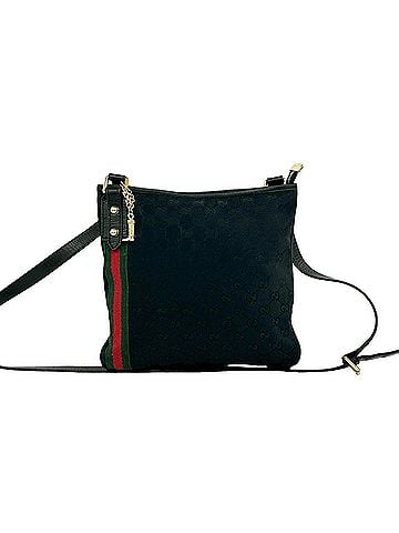 Gucci GUCCI Sherry Line GG Canvas Pattern Leather Genuine Shoulder Bag Pouch Sacoche Black 81026 (view 1)