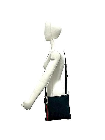 Gucci GUCCI Sherry Line GG Canvas Pattern Leather Genuine Shoulder Bag Pouch Sacoche Black 81026 (view 2)