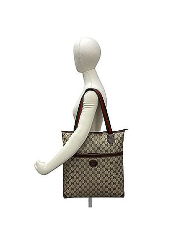 Gucci GUCCI Vintage Sherry Line GG Logo Leather Tote Bag/Handbag, Brown, 43044 (view 2)